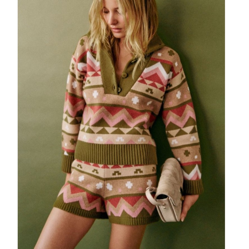 Sezane Multicolor Patterned Sweater